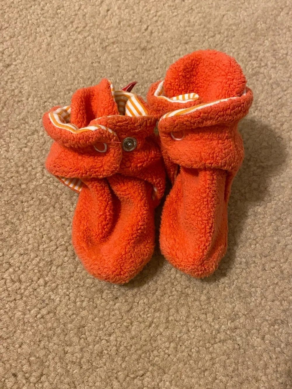 Zutano Original Fleece Booties 6M Mandarin Orange Stay-On Baby Socks